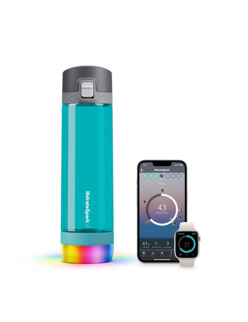HidrateSpark PRO Tritan Plastic – 24 oz. Smart Water Bottle + Bonus Straw Lid – Green